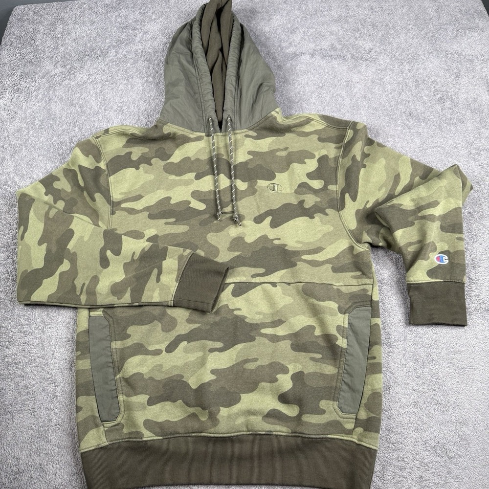 Champion Hoodie Mens Medium Camo BDU Woodland Pullover‎ Sweatshirt